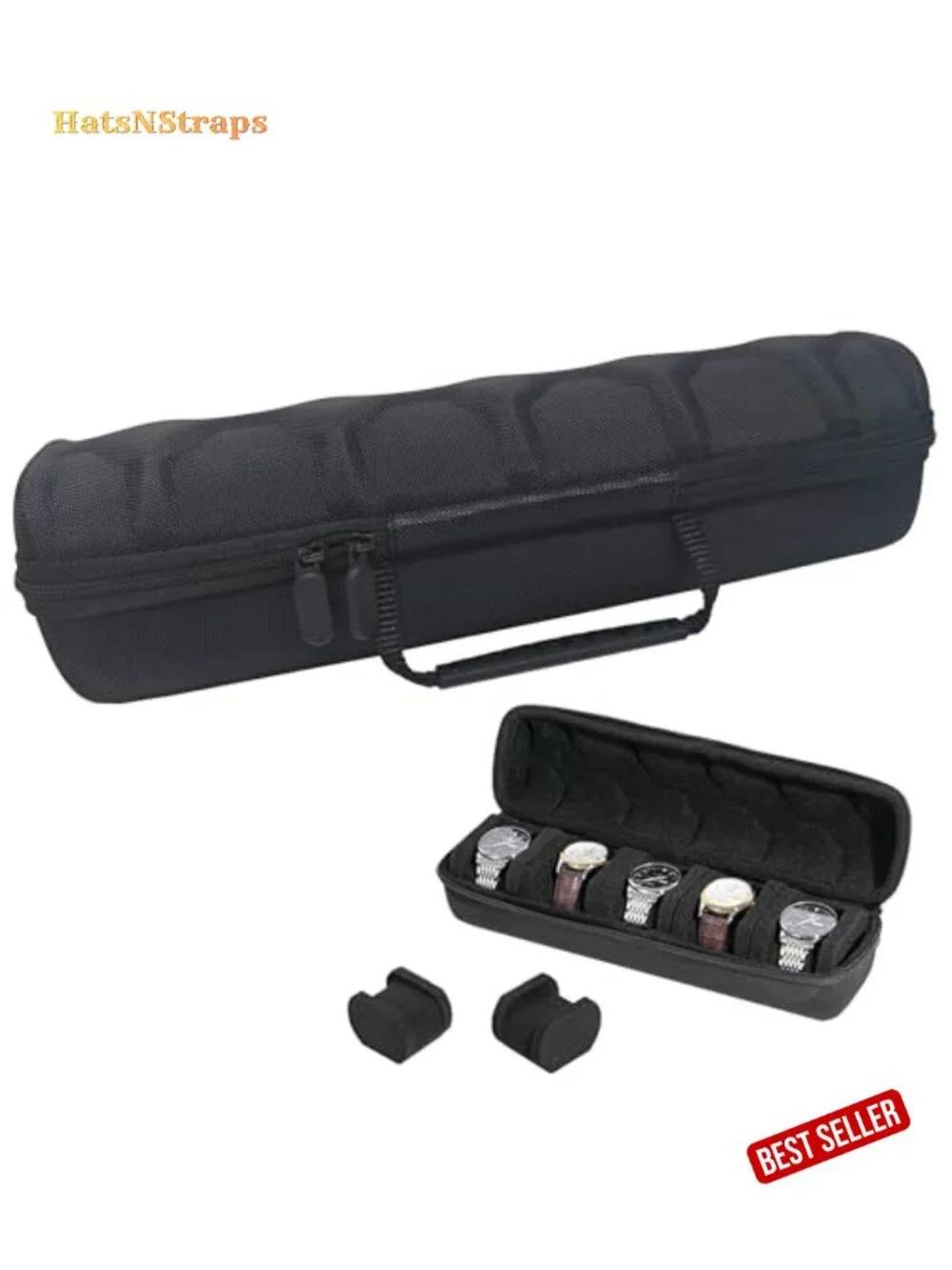 5 Slot Portable Watch Travel Case with Shockproof EVA Hard Shell